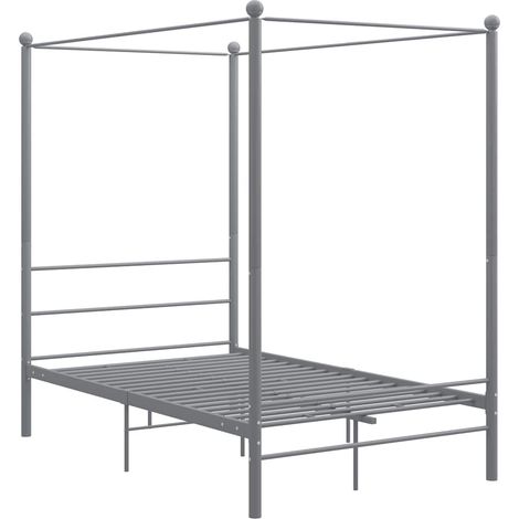 Bed Frame Grey Powder-coated metal 140x200 cm Bed Frame vidaXL