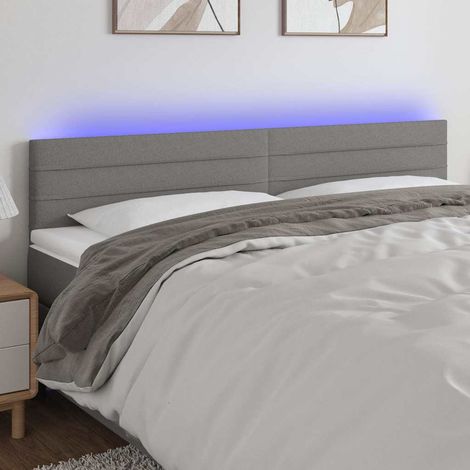 Tête de lit LED réglable gris foncé en tissu 160 x 5 x 78/88 cm avec 2 bandes LED - PANGIVO (1/5)