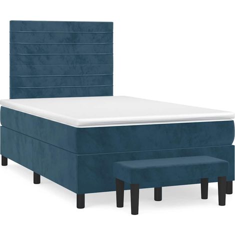 Maison Exclusive - Giroletto a Molle con Materasso Blu Scuro 120x200 cm in Velluto (1/5)