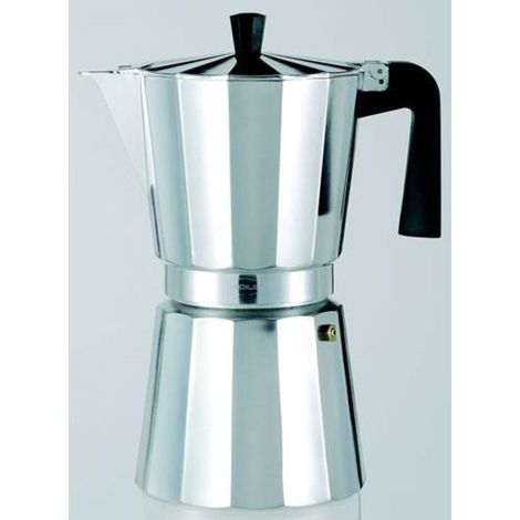 Caffettiera Espresso in Alluminio Vitro Nuova Non Adatta all'Induzione, 12 Tazze