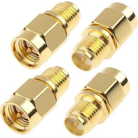 Vergoldeter gerader SMA-Stecker auf RP-SMA-Buchse HF-Adapter für Wi-Fi-Antenne, Repeater, drahtloses Signalverlängerungskabel (4 Stück) (1/5)