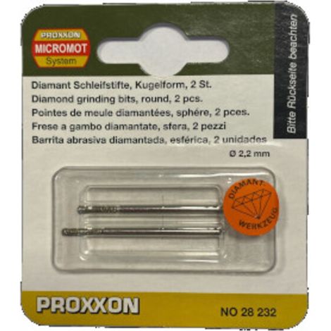 Proxxon - Diamant-beschichtete Schleifstifte, Kugel Ø 2,2 mm, 2 Stück - 28232