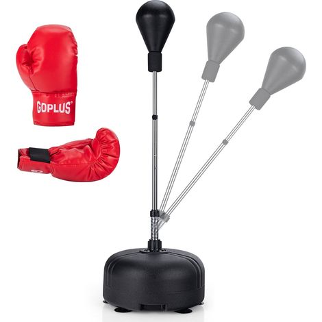 Sacco da boxe autoportante regolabile (140-158 cm) con base appesantita e ventose per un allenamento efficace in similpelle nera 200020739
