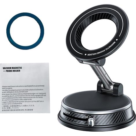 Support Magnétique de Téléphone de Voiture, Réglable à 360 Degrés avec Ventouse Nano Gel et 17 Aimants N52, pour équipement de Gymnastique en Verre de Tableau de Bord (Silver) (1/5)