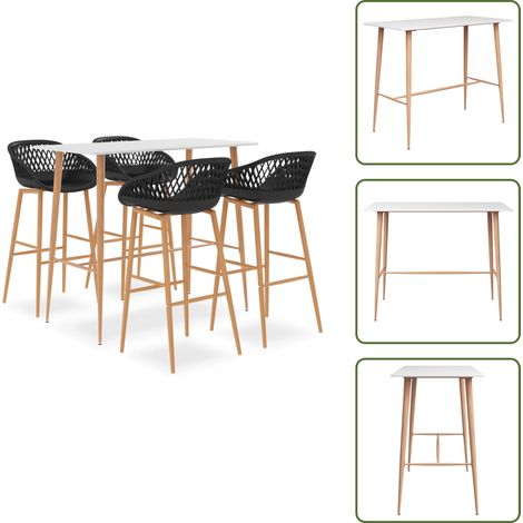 Ensemble de bar 5 pcs Blanc et noir - Ensemble De Bar - Meuble De Salle À Manger - Table De Bar - Tabouret De Bar - Mobilier Moderne (1/5)