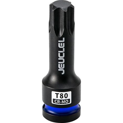 Douille à impact Torx étoile à 6 points T80, douille Torx 1/2 pouce carrée de 3 pouces de long, adaptateur de visseuse allongé en acier Cr-Mo. (1/5)