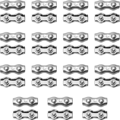 Serre-câbles en Acier Inoxydable, Duplex Clips, pour Cordes à Linge en Câble Métallique, Voiles de Soleil, 15 pièces M3 Lefou (1/5)