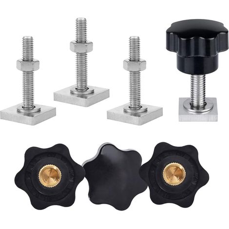 T Track Adapter, Adaptateur à Rainure en T, Adaptateur T Track, avec Écrous Étoile Écrous et Rondelle D'écrou, Convient aux Barres de Toit, Coffres de Toit, Barres et Garde Corps, 4 Pièces(M6) (1/5)