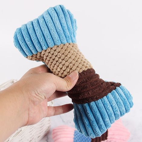Os à mâcher incassable pour chien - Jouet interactif en tissu doux pour petites et moyennes races - Accessoire de mastication résistant, couleur bleue, taille XL (1/5)