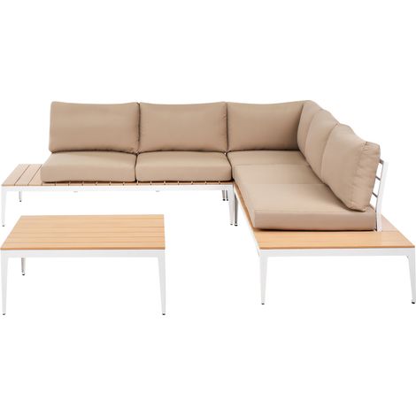 Conjunto de jardín moderno muebles de exterior con cojines marrón claro Positano