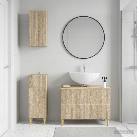 vidaXL 3 Piece Bathroom Cabinet Set DELFT Sonoma Oak Engineered Wood (1/5)