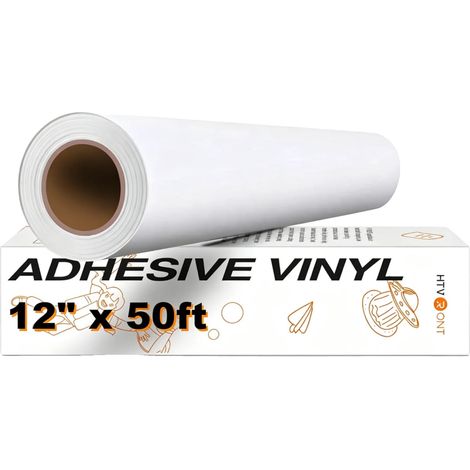 Permanent Vinyl, Selbstklebende Rückseite, Kompatibel mit Cricut und Silhouette, Matt Weiß, 12inX50ft(30X1500cm) (1/2)