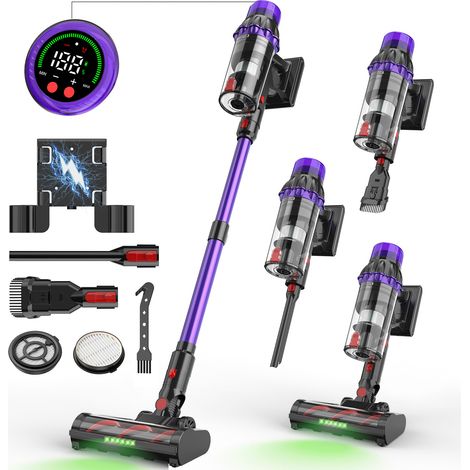 Aspirateur à main sans fil 2 en 1 avec affichage numérique – aspiration puissante pour nettoyer les tapis, les sols et les meubles. (1/5)