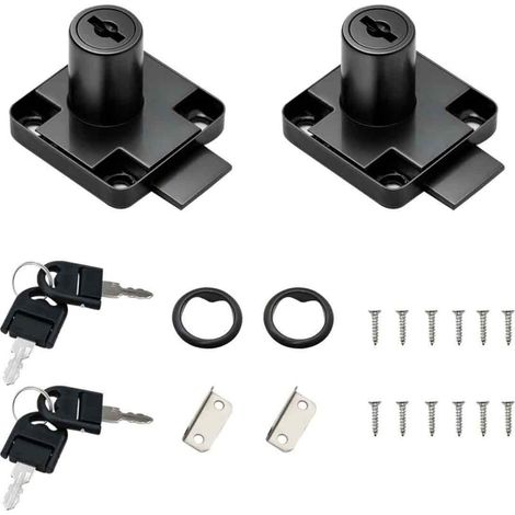 Serrure De Tiroir - 40 X 40 X 27 Mm - Cylindre 20 Mm Diamètre 19 Mm - Pour Meuble Bureau Armoire Vitrine Boîte Aux Lettres - Lot De 2 Avec 4 Clés (1/5)