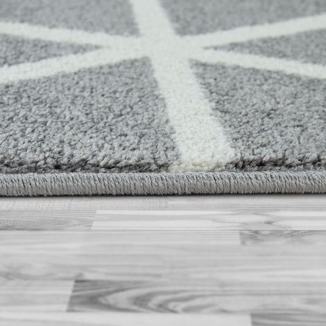 Paco Home Tapis De Salon À Poils Ras Moderne Design Géométrique Motif Losanges En Gris 160x220 cm (1/3)
