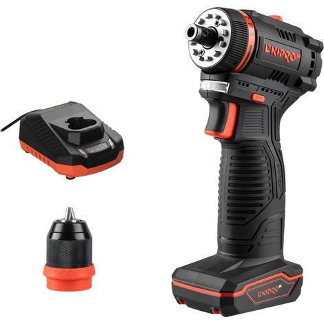 Taladro Atornillador Brushless CD-12QBC 12V 45 Nm Dnipro-M, Incluye Batería 4Ah y Cargador, Portabrocas Desmontable 1/4", 2 Velocidades Madera y Metal (1/4)