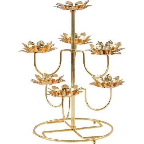 1 pièce Socle de lampe à beurre de lotus, porte-lampe Bouddha, porte-bougie créatif de style temple (1/4)