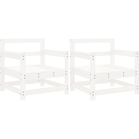Deux chaises de jardin blanches, en pin massif. (1/5)