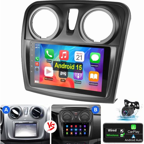 Autoradio 9" Android 15 Carplay pour Lada Renault Dacia Logan 2 Sandero GPS WiFi 4+64G CAM