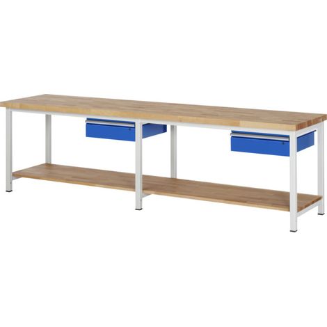 Établi Rau modèle 8001 avec tablette LxPxH 3000x900x840mm