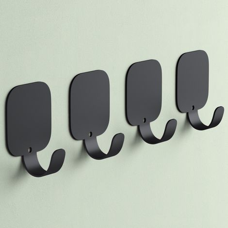 Mai & Mai Kleiderhaken 4 Stück, Garderobenhaken ohne bohren aus Aluminiumlegierung, Wandhaken 40x40mm Schwarz Stalo-15