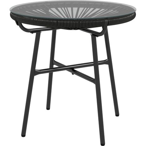 Mesa auxiliar de jardín bohemia 50x50x50 cm en ratán PE y vidrio templado negro (1/5)