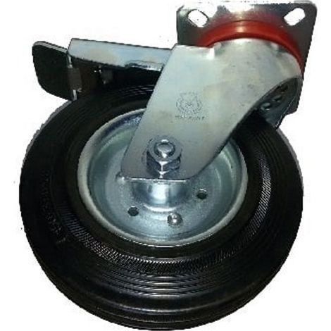 AVO 103 RUOTA CON RIVESTIMENTO IN GOMMA PIENA 150x37,5 SUPPORTO GIREVOLE E FRENO (1/2)