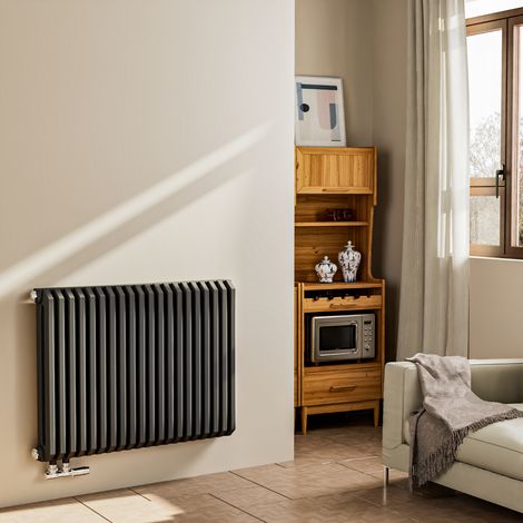 EMKE Heizkörper 600x840 mm D Geformt Design Heizkörper Flach Doppellagig Paneelheizkörper Flachheizkörper Seitenanschluss Anthrazit 1383W (1/5)