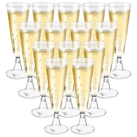 [JAMAIS UTILISÉ] 50 Pièces Flûtes à Champagne Transparent, Verres à Champagne en Plastique Élégantes Reutilisables, 160ml Gobelet Verre à Bière Vin Cocktail pour Fêtes, Mariages, Noël (1/5)
