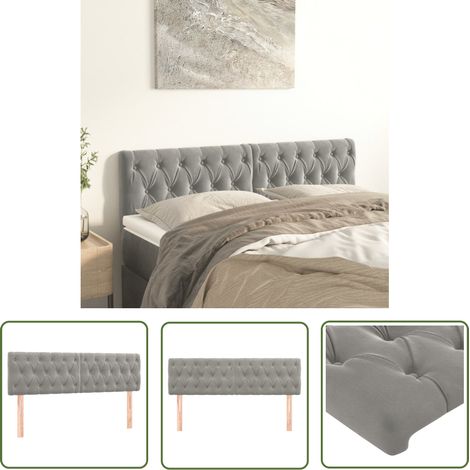 The Living Store Têtes de lit 2 pcs Gris clair 72x7x78/88 cm Velours - Tête De Lit - Tête De Lit Velours - Meuble De Chambre - Literie - Décoration Chambre (1/5)