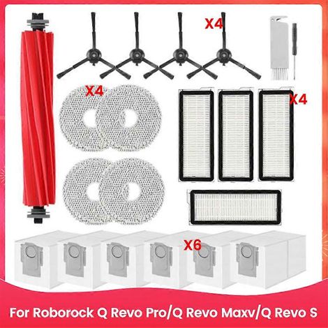 Kit d'accessoires pour aspirateur Roborock Q Revo Pro / Q Revo Maxv / Q Revo S : pièces pour brosse principale, filtres, sacs à poussière. (1/5)