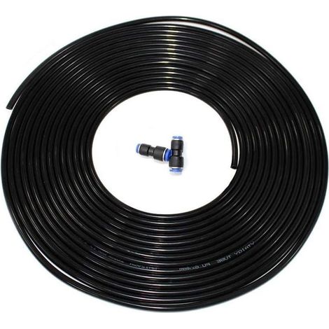 Tuyau Air Polyuréthane PU 6mm Diamètre Extérieur/4mm Intérieur - 10m Longueur - Noir - Résistant aux Torsions pour Outils Pneumatiques, Compresseurs