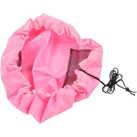 Tapis de jeu pour enfants avec sac de rangement pour jouets, rose, 130 cm, organisateur de sol, durable et portable (1/5)