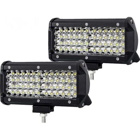 Coppia di luci da lavoro a LED da 7" 144W 14400LM 6000K Luci per trattore Barra LED 4x4 Fari fendinebbia 4 file 8D Faro spot Moto Proiettore LED Barca Camion (1/4)