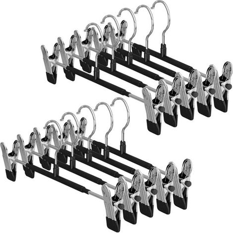 10 cintres pantalons métal, réglables et antidérapants, gain de place pour garde-robe (1/5)
