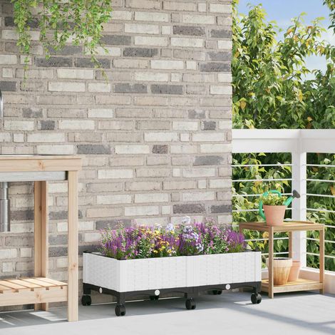 Teenpull – Gartenpflanzer mit Rädern Weiß 80 x 40 x 33 cm PP (1/5)