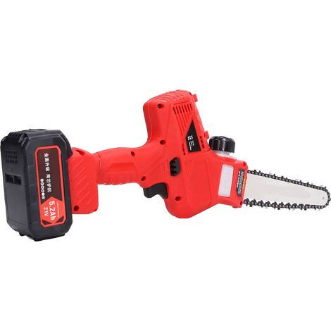 Mini tronçonneuse électrique 7 pouces pour l'élagage et l'abattage, 21 V, 5,2 Ah, 600 W, batterie au lithium, prise US 100-240 V (1/5)