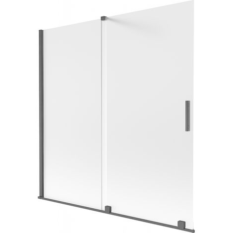 Paroi de baignoire coulissante à 2 volets Mexen Velar 160 x 150 cm, givrée, gris canon brossé - 896-160-000-31-66 (1/2)