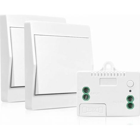 (Paquet de 2) interrupteur auto-alimenté sans fil sans batterie, interrupteur de sécurité émetteur RF et contrôleur de récepteur, télécommande murale 200 M, 433 MHz,