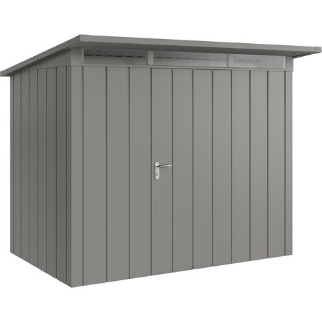 Hörmann Metall-Gerätehaus "Juno" mit Pultdach, JPD8 - Modern, 262 x 166 cm (B x T), graualuminium, 1-flüglige Tür, Anschlag rechts (1/5)