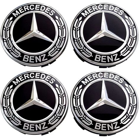 4-teiliger Radkappensatz, kompatibel mit Mercedes-Benz 75-mm-ABS-Radnabenabdeckungen, Autozubehör (1/5)