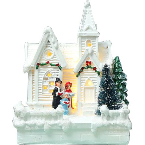 Maison de Noël Lumineuse LED avec Figurines - Décoration Intérieure pour Fêtes (1/5)