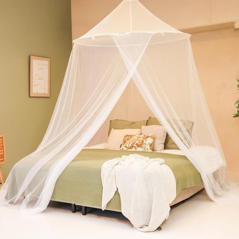 Grande Moustiquaire Pour lit ou Terrasse  1,5 m Anneau Supérieur  Baldaquin conique à Large Base  Ciel de lit Pour Chambre, Jardin, Balcon & Terrasse  Protection Extérieure Contre les Insectes