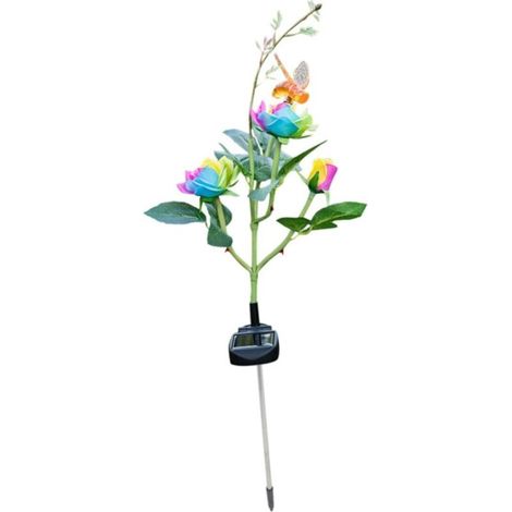 Lampe Solaire Extérieure Étanche à Panneau Solaire Design Fleur De Rose Et