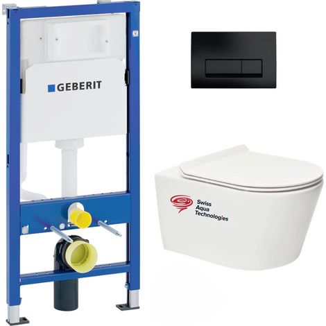 Pack WC bati-support Geberit + WC sans bride Swiss Aqua Technologies + abattant ultra-fin (BREVISGEB10-SP)