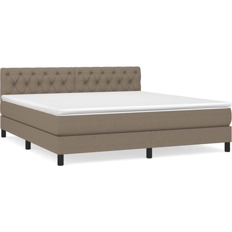 Maison Exclusive - Sommier à lattes de lit avec matelas Taupe 160x200 cm Tissu (1/5)
