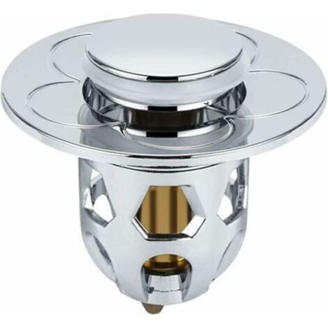 [Silver] Universal Sink Leak Stopper Stainless Steel Drain Filter Rebound Converter Push Rod Sink Drain Core (1/5)