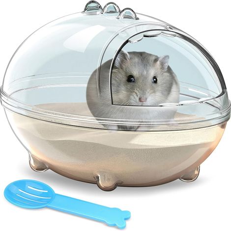 Hamster baignoire bac à sable transparent pour cage WC toilette pour bain de sable (1/5)