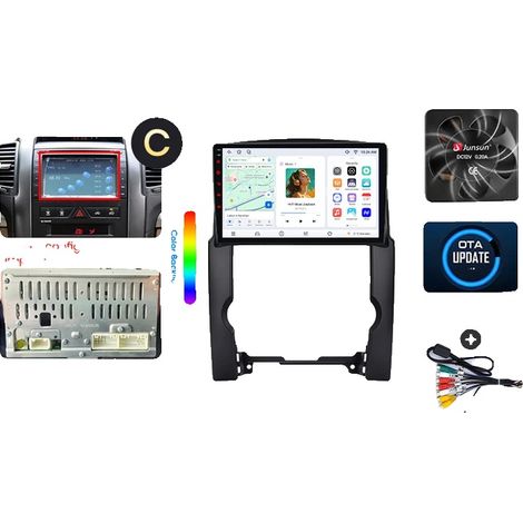 Autoradio, touchscreen, lettore audio, compatibile con Kia Sorento Mk2 (XM) 2009-2014, navigazione GPS Android con ventola di raffreddamento integrata, V7 (8GB-256GB) - C (1/2)
