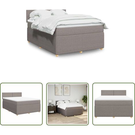 Matelas à ressorts ensachés - Sommier à lattes de lit avec matelas Taupe 140x190 cm Tissu (1/5)